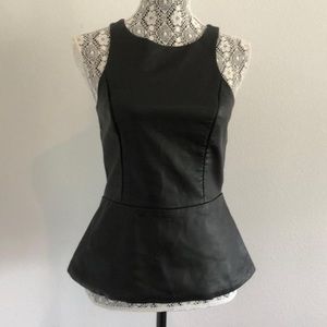 Express Vegan Leather Peplum Top